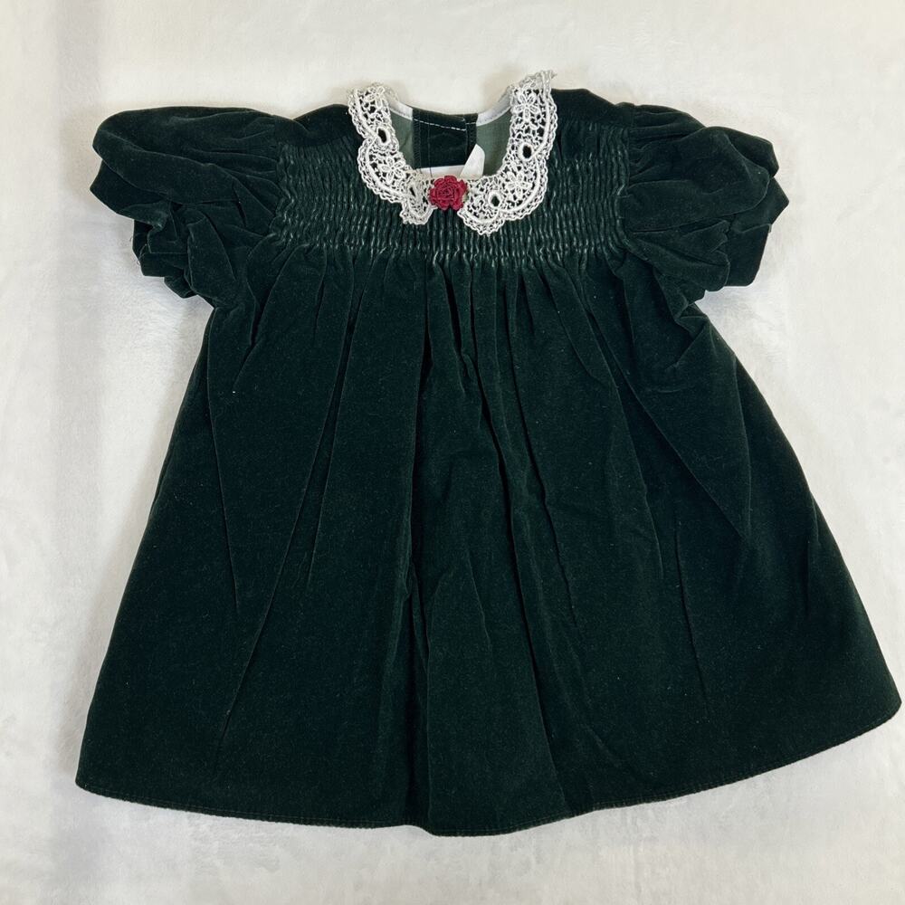 2) Vintage 90's 18m Green & 24m Black/Gold Velvet Holiday Dresses Bnfts Charity - Picture 7 of 11